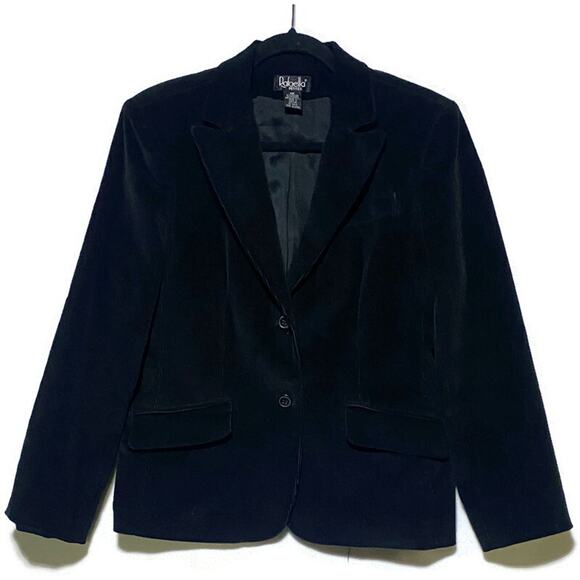 Rafaella Petites Blazer Jacket Women's 14P Corduroy Petite Black w/Shoulder Pads - Picture 1 of 8
